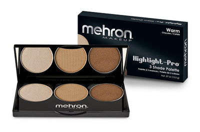 Mehron Highlight-Pro 3 Color Palette Highlighter Palettes Warm (HPW)  