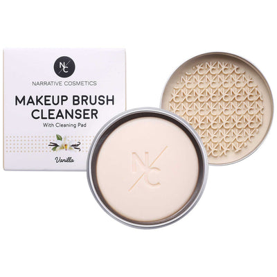 Narrative Cosmetics Solid Makeup Brush Cleanser Soap with Silicone Cleaning Pad Brush Cleaner   