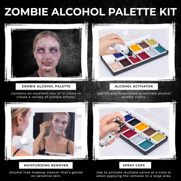 Narrative Cosmetics 12 Color Zombie Alcohol-Activated Professional SFX Makeup Palette Alcohol Activated Palettes   