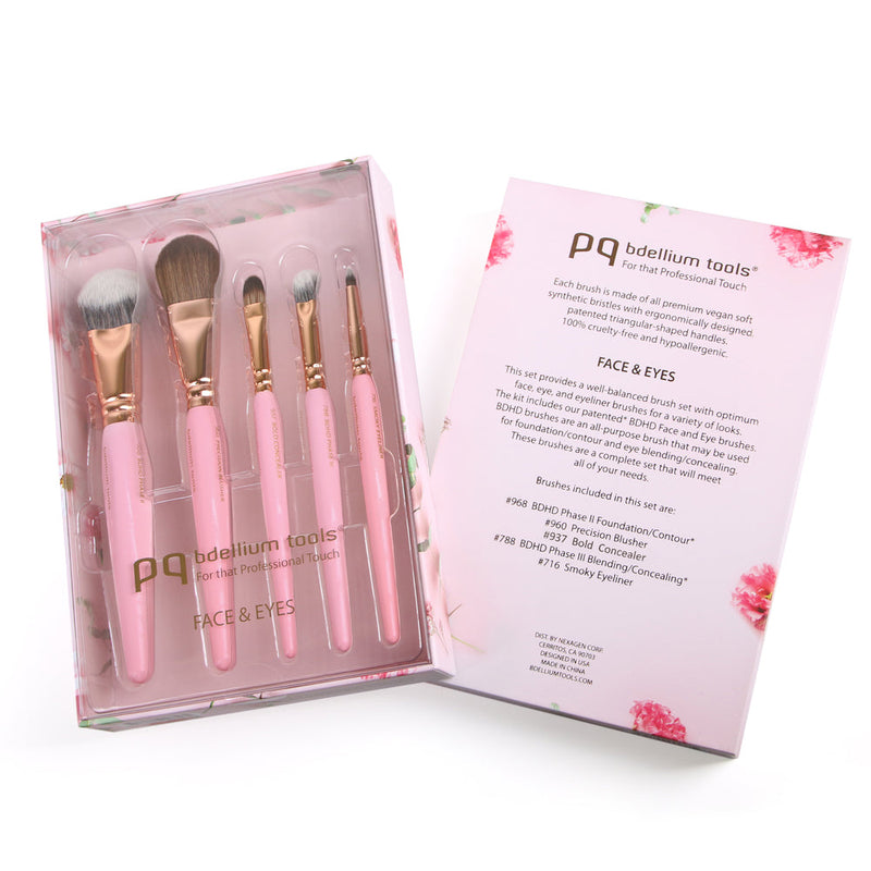 Bdellium Tools Pink Golden Triangle Face & Eyes Set Face Brushes