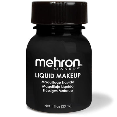 Mehron Liquid Makeup for Face Body and Hair FX Makeup 1oz w/ Brush Black 