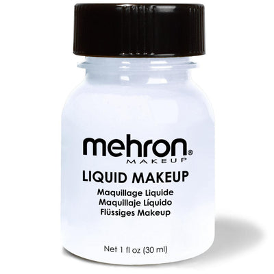 Mehron Liquid Makeup for Face Body and Hair FX Makeup 1oz w/ Brush Moonlight White 