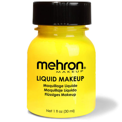 Mehron Liquid Makeup for Face Body and Hair FX Makeup 1oz w/ Brush Yellow 