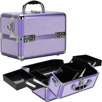Just Case 4-Tiers Cantilever Trays Makeup Case (VK004) Makeup Cases Purple  