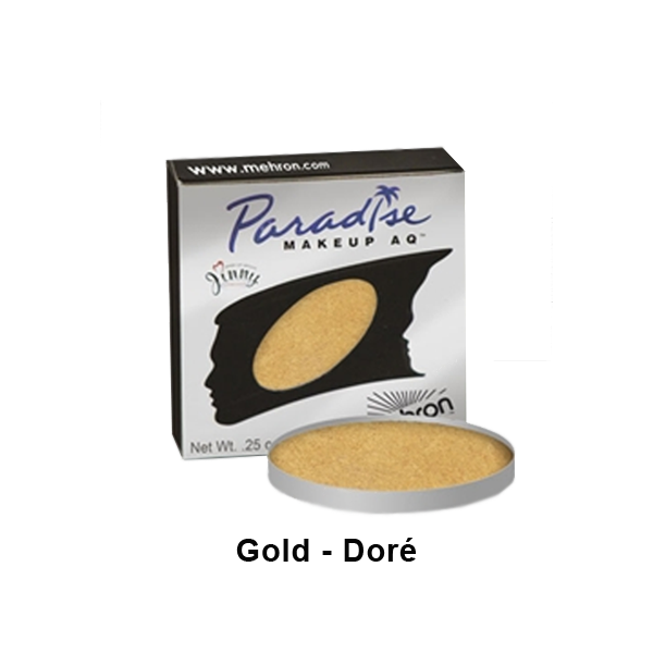 Mehron Paradise Cake Makeup AQ - Single Refill Water Activated Refills Brilliant Gold - Dore (801-BGD)  