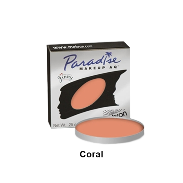 Mehron Paradise Cake Makeup AQ - Single Refill Water Activated Refills Coral (801-C)  