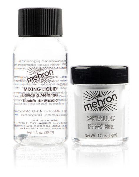 Mehron Metallic Powder with Mixing Liquid Pigment Silver (129-ML-S)  