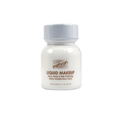 Mehron Liquid Makeup for Face Body and Hair FX Makeup 1oz w/ Brush White 