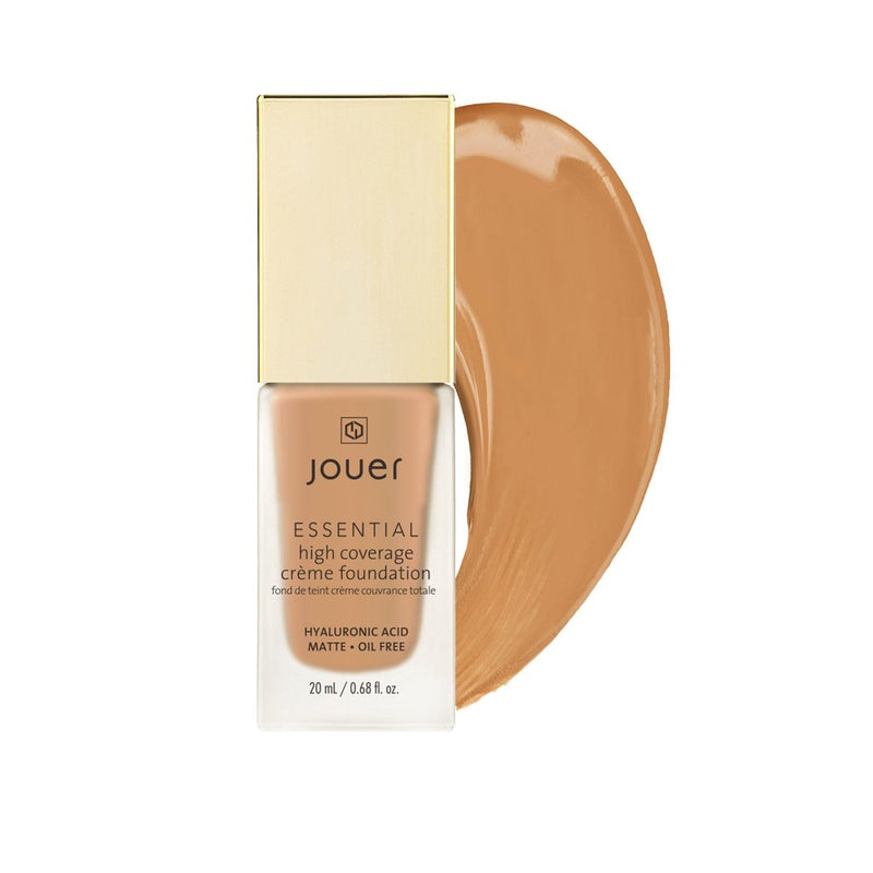 Jouer Essential High Coverage Crème Foundation Foundation Nutmeg (LF) Tan skin with neutral undertones and subtle peachy tones  