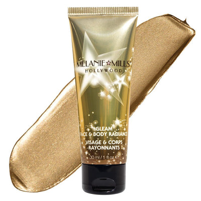 Melanie Mills Hollywood Gleam Face & Body Radiance 1oz. Body Bronzer Disco Gold Radiance  