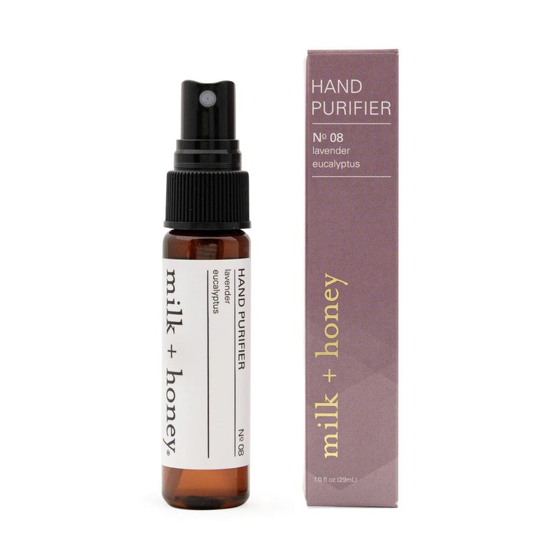 Milk + Honey Hand Purifier No. 08 (Lavender, Eucalyptus) Sanitizer Travel 1 oz  